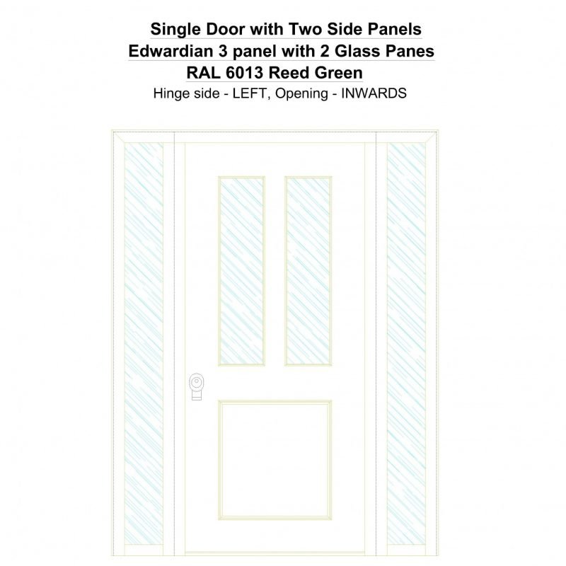 Sd2sp Edwardian 3 Panel With 2 Glass Panes Ral 6013 Reed Green Security Door