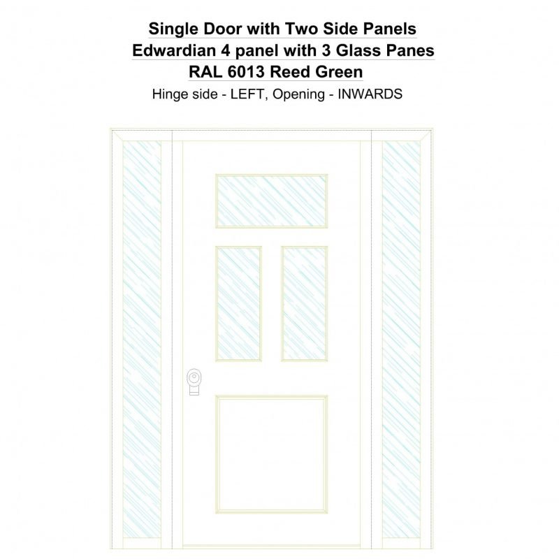 Sd2sp Edwardian 4 Panel With 3 Glass Panes Ral 6013 Reed Green Security Door