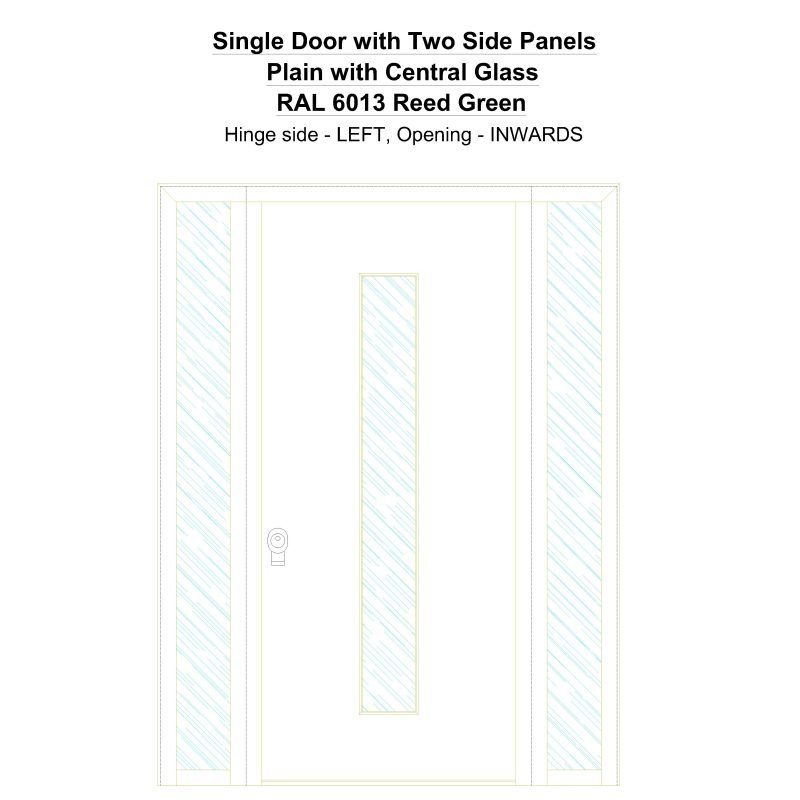 Sd2sp Plain With Central Glass Ral 6013 Reed Green Security Door