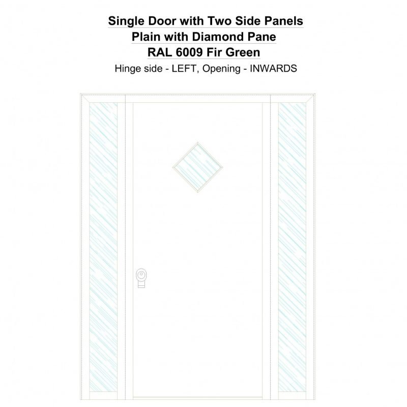 Sd2sp Plain With Diamond Pane Ral 6009 Fir Green Security Door