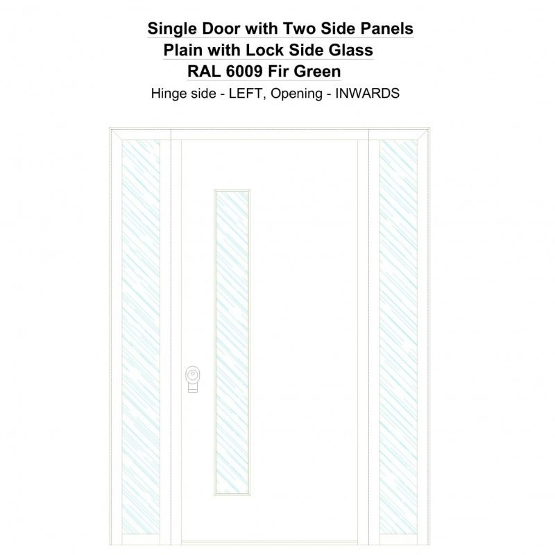 Sd2sp Plain With Lock Side Glass Ral 6009 Fir Green Security Door