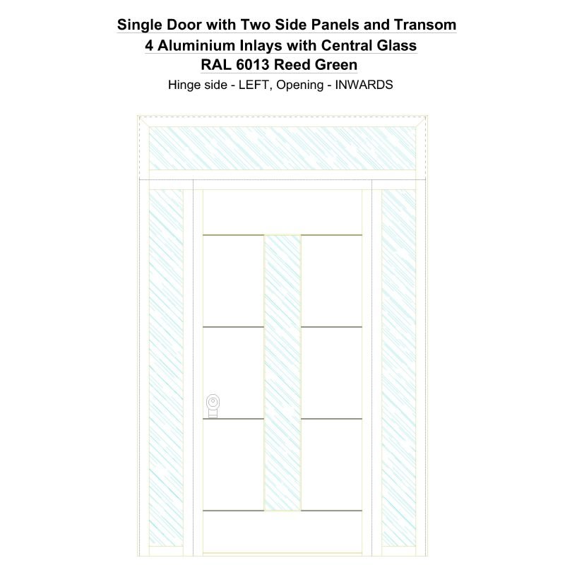 Sd2spt 4 Aluminium Inlays With Central Glass Ral 6013 Reed Green Security Door