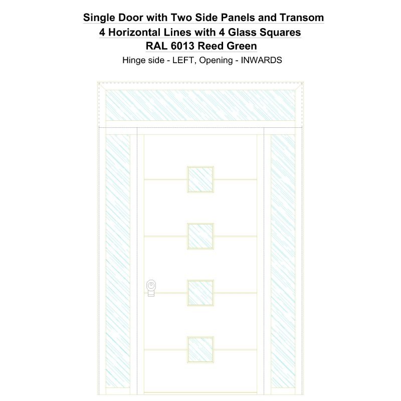 Sd2spt 4 Horizontal Lines With 4 Glass Squares Ral 6013 Reed Green Security Door