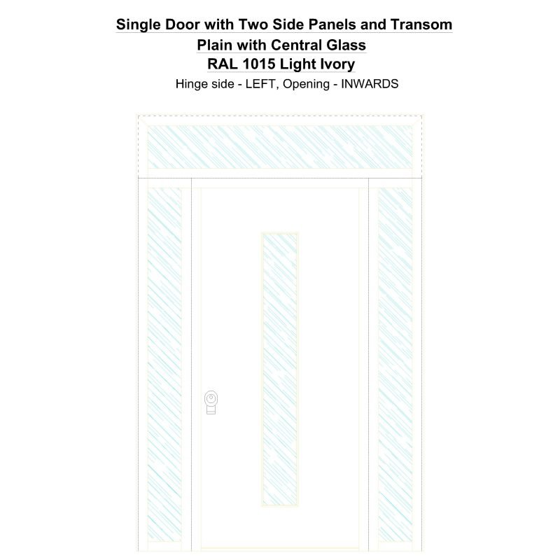 Sd2spt Plain With Central Glass Ral 1015 Light Ivory Security Door
