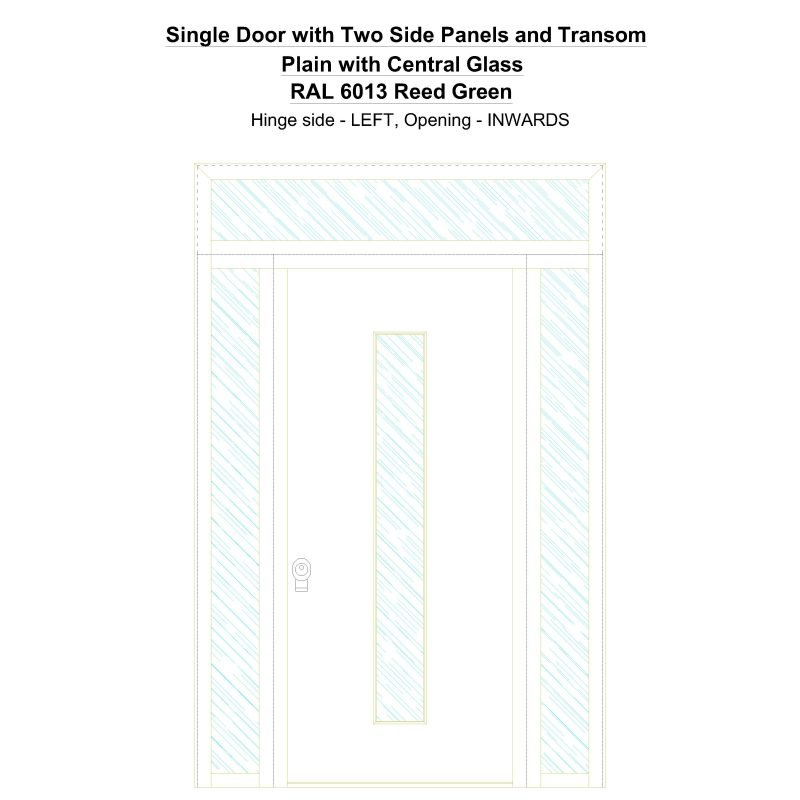 Sd2spt Plain With Central Glass Ral 6013 Reed Green Security Door