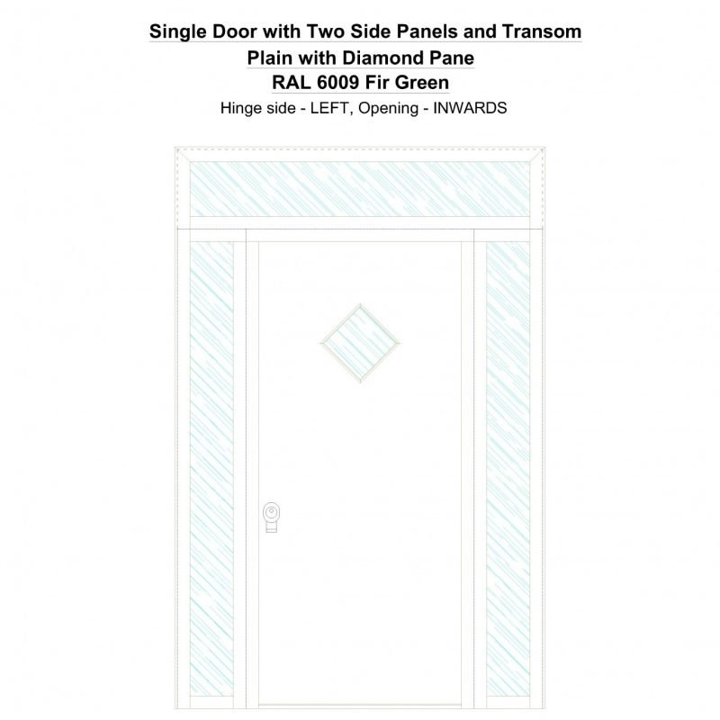 Sd2spt Plain With Diamond Pane Ral 6009 Fir Green Security Door