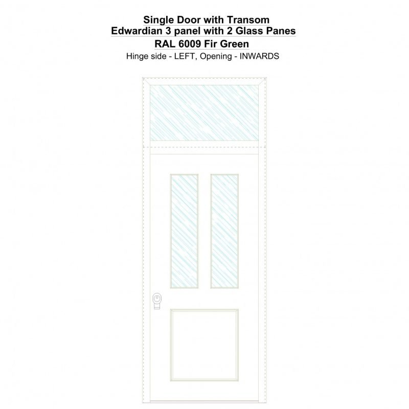 Sdt Edwardian 3 Panel With 2 Glass Panes Ral 6009 Fir Green Security Door