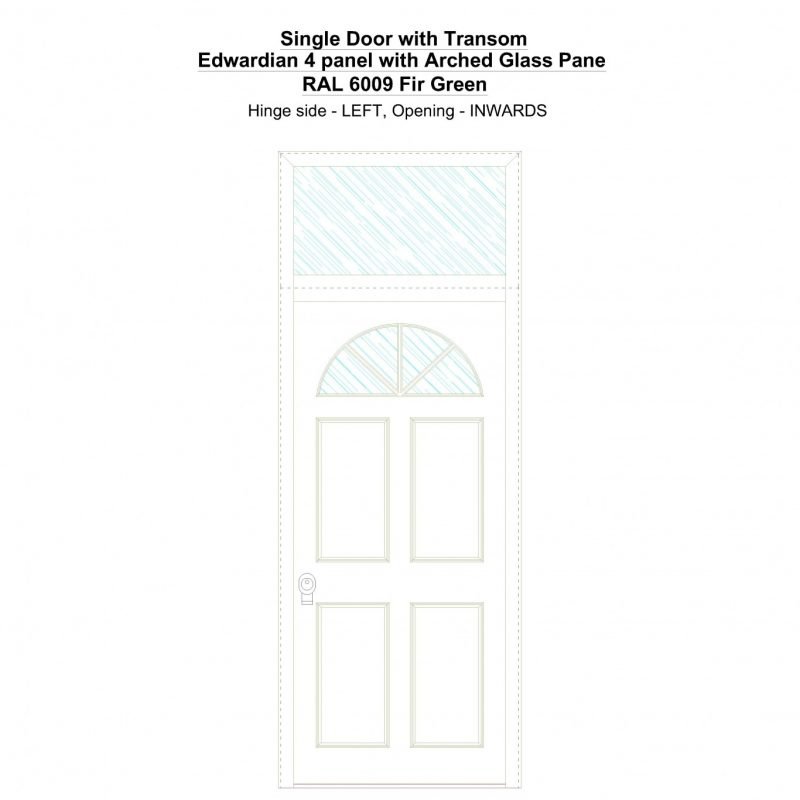 Sdt Edwardian 4 Panel With Arched Glass Pane Ral 6009 Fir Green Security Door