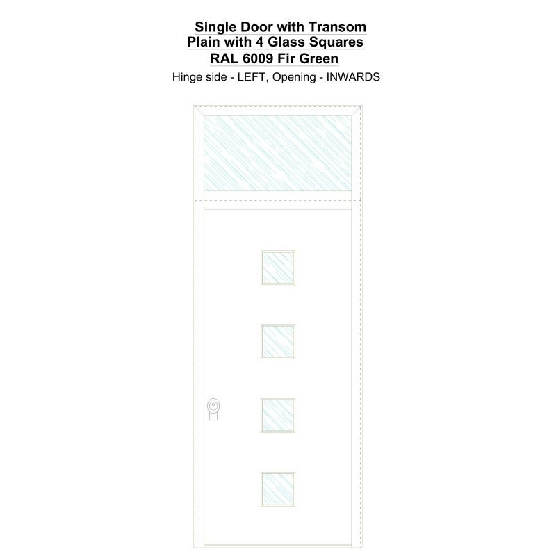 Sdt Plain With 4 Glass Squares Ral 6009 Fir Green Security Door