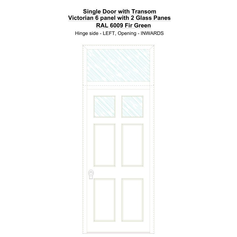 Sdt Victorian 6 Panel With 2 Glass Panes Ral 6009 Fir Green Security Door