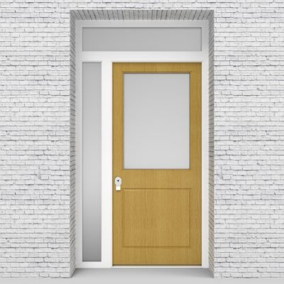 1.single Door With Left Side Panel And Transom 2 Panel With A Large Glass Birch