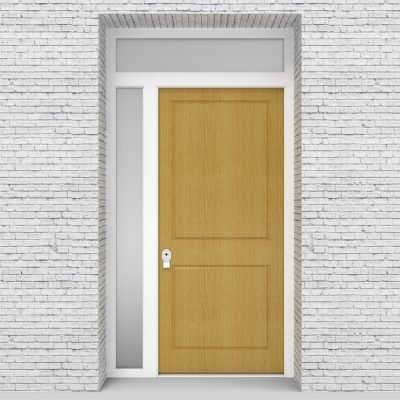 1.single Door With Left Side Panel And Transom Two Panel Birch