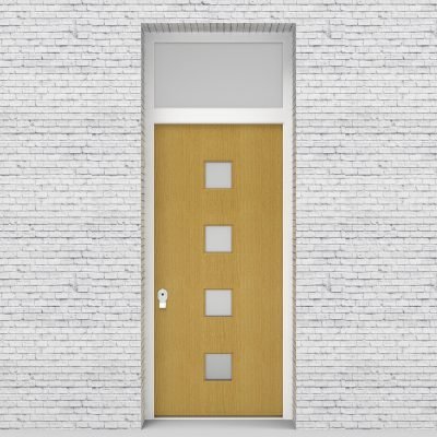 1.single Door With Transom Plain With 4 Glass Squares Birch