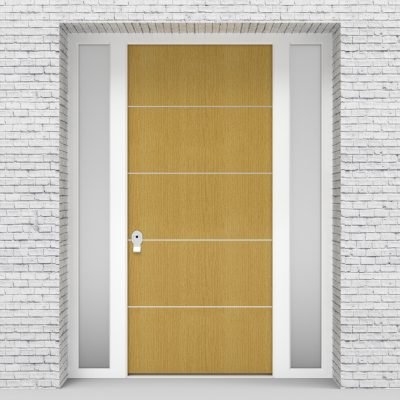 1.single Door With Two Side Panels 4 Aluminium Inlays Birch