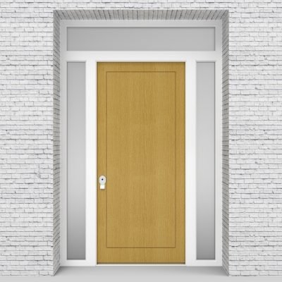 1.single Door With Two Side Panels And Transom One Panel Birch