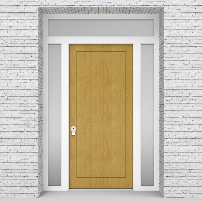 1.single Door With Two Side Panels And Transom One Panel Birch