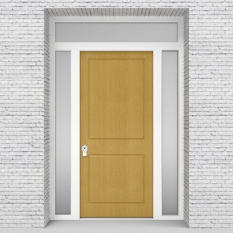 1.single Door With Two Side Panels And Transom Two Panel Birch