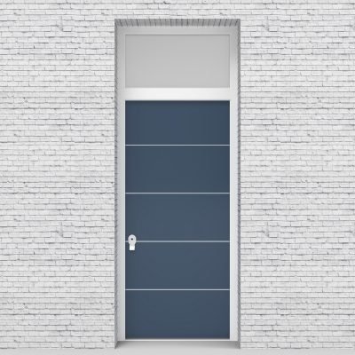 10.single Door With Transom 4 Aluminium Inlays Pigeon Blue (ral5014)