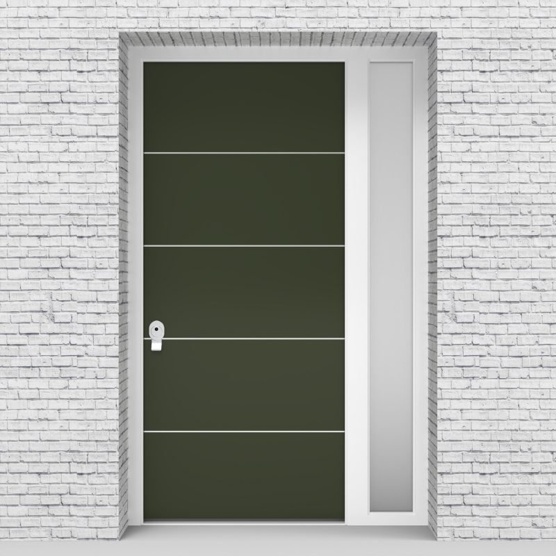 11.single Door With Right Side Panel 4 Aluminium Inlays Fir Green (ral6009)