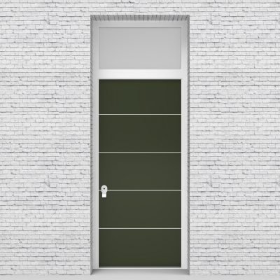 11.single Door With Transom 4 Aluminium Inlays Fir Green (ral6009)