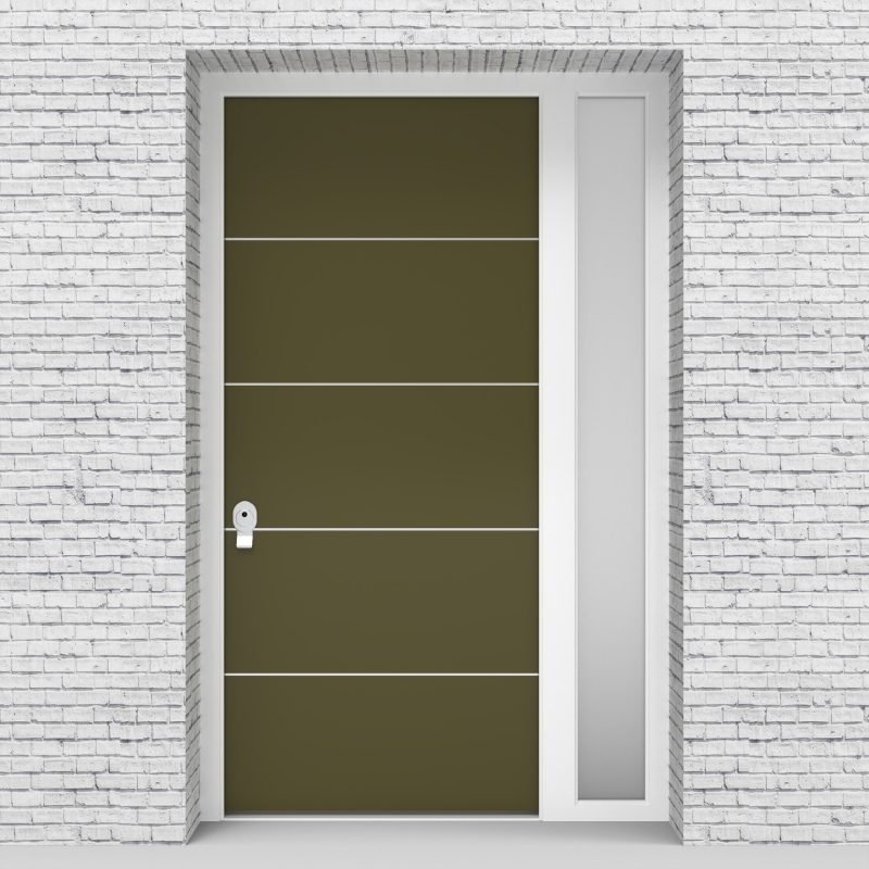 12.single Door With Right Side Panel 4 Aluminium Inlays Reed Green (ral6013)