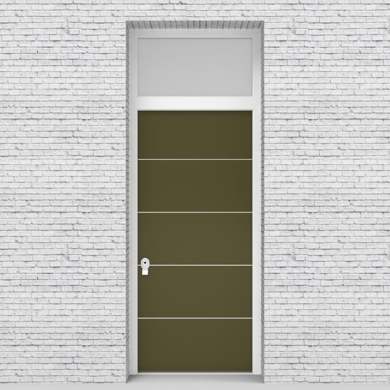 12.single Door With Transom 4 Aluminium Inlays Reed Green (ral6013)