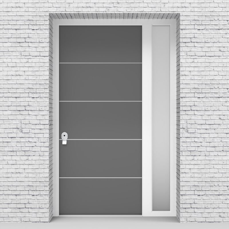 13.single Door With Right Side Panel 4 Aluminium Inlays Signal Grey (ral7004)