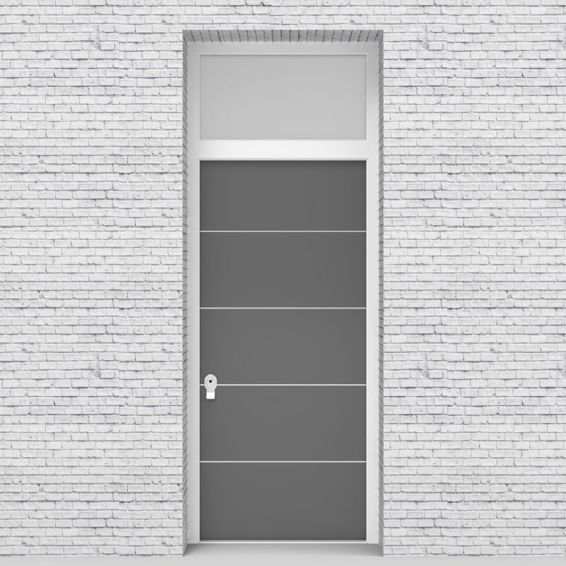 13.single Door With Transom 4 Aluminium Inlays Signal Grey (ral7004)