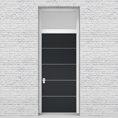 14.single Door With Transom 4 Aluminium Inlays Anthracite Grey (ral7016)