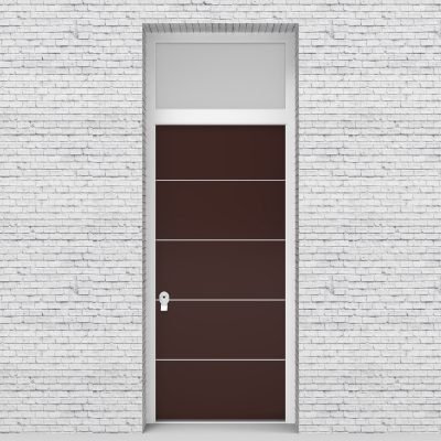 16.single Door With Transom 4 Aluminium Inlays Chocolate Brown (ral8017)