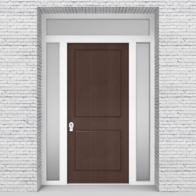2.single Door With Two Side Panels And Transom Two Panel Dark Oak