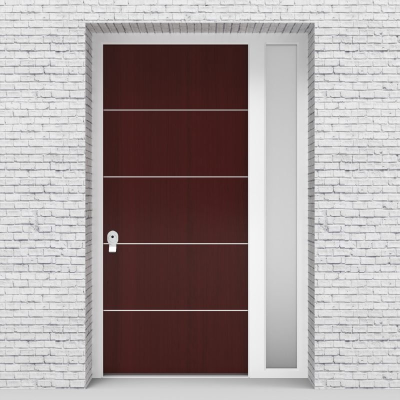 3.single Door With Right Side Panel 4 Aluminium Inlays Mahogany