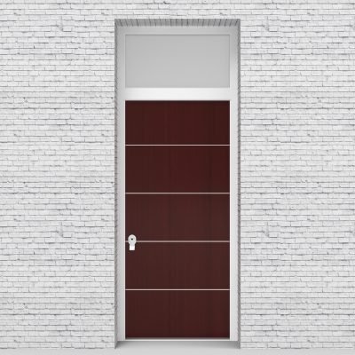 3.single Door With Transom 4 Aluminium Inlays Mahogany