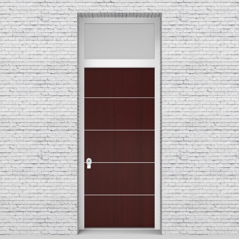 3.single Door With Transom 4 Aluminium Inlays Mahogany
