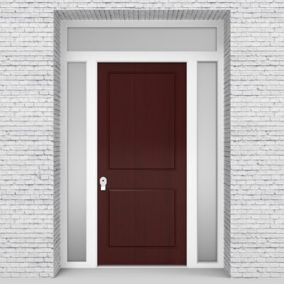 3.single Door With Two Side Panels And Transom Two Panel Mahogany