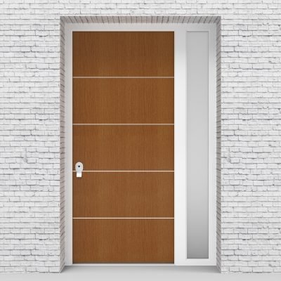 4.single Door With Right Side Panel 4 Aluminium Inlays Oak