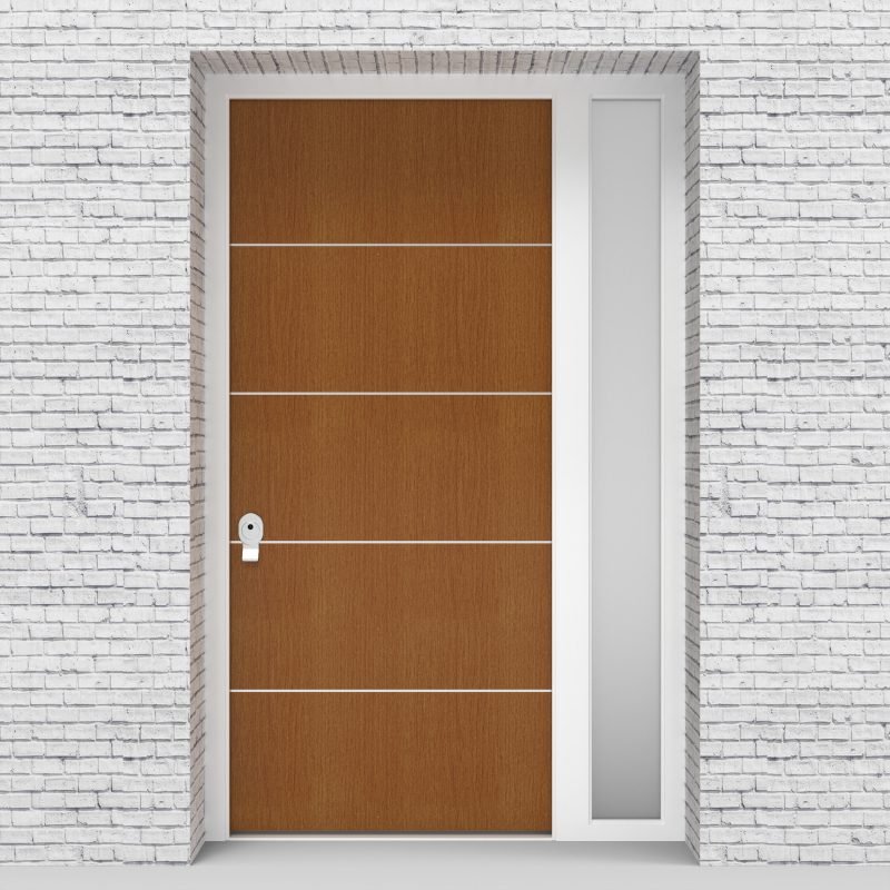 4.single Door With Right Side Panel 4 Aluminium Inlays Oak