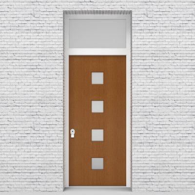 4.single Door With Transom Plain With 4 Glass Squares Oak