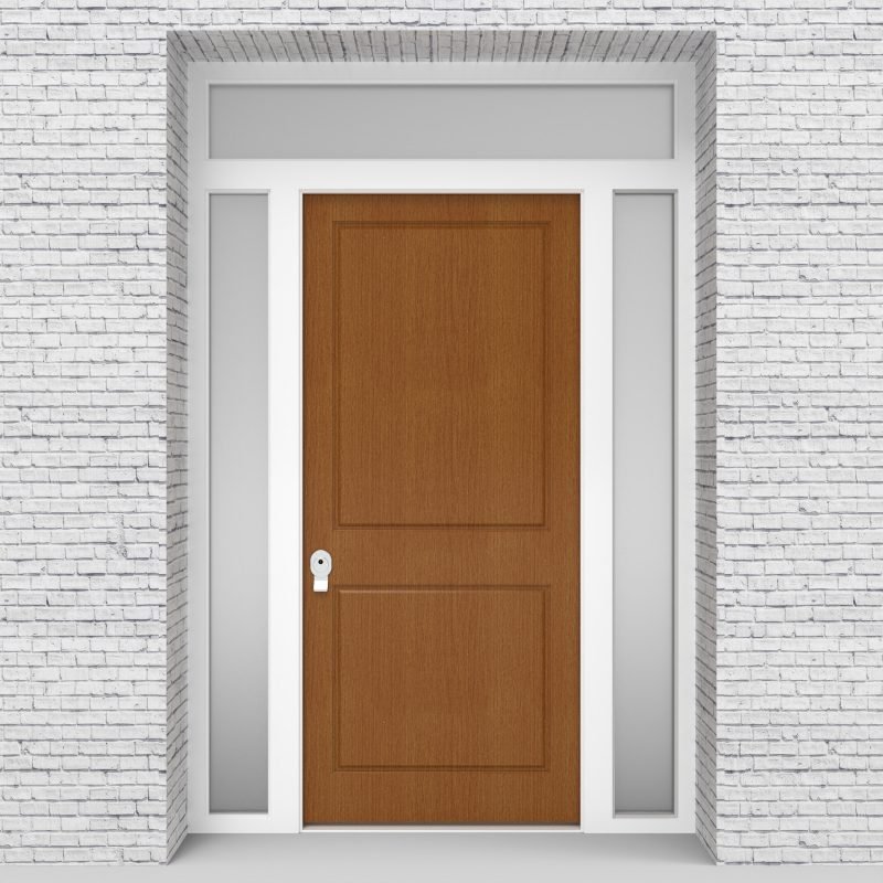 4.single Door With Two Side Panels And Transom Two Panel Oak