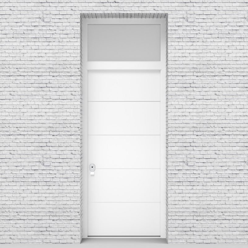5.single Door With Transom 4 Aluminium Inlays Traffic White (ral9016)