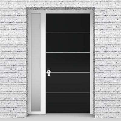 6.single Door With Left Side Panel 4 Aluminium Inlays Jet Black (ral9005)