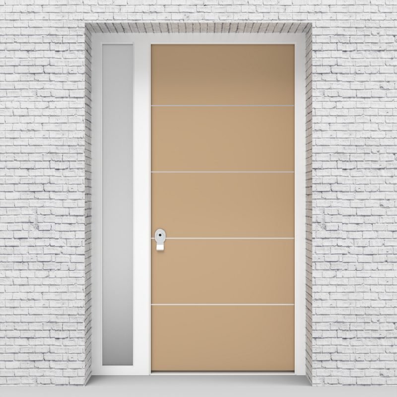 7.single Door With Left Side Panel 4 Aluminium Inlays Light Ivory (ral1015)