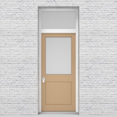 7.single Door With Transom 2 Panel With A Large Glass Pane Light Ivory (ral1015)