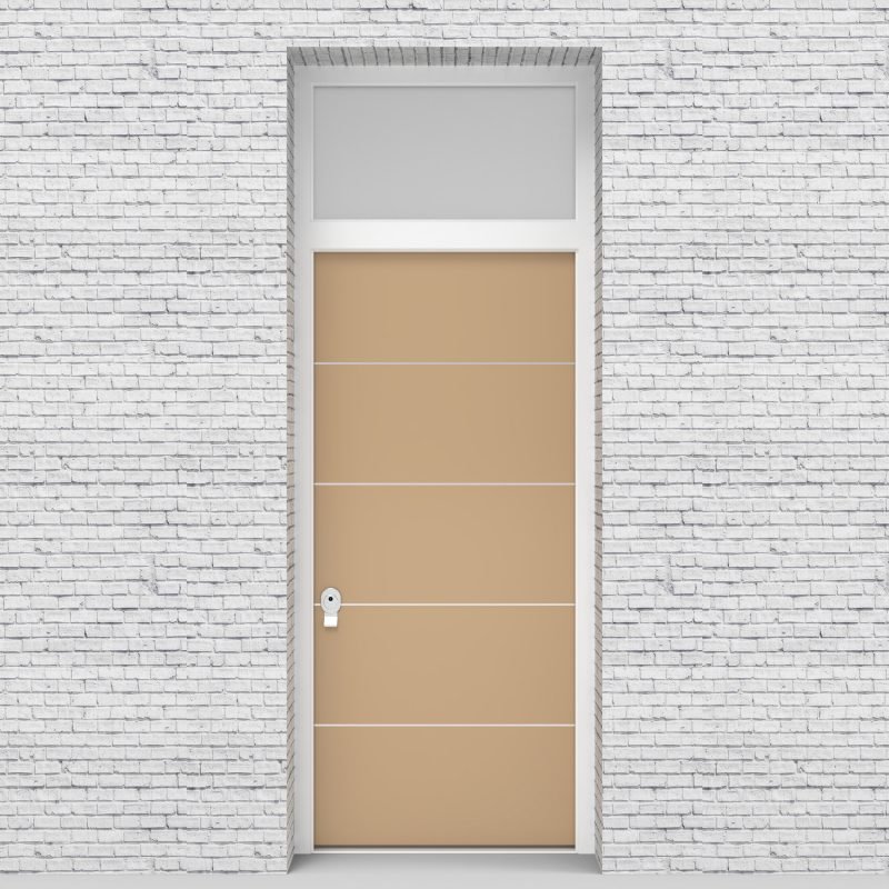 7.single Door With Transom 4 Aluminium Inlays Light Ivory (ral1015)