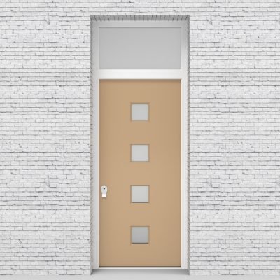 7.single Door With Transom Plain With 4 Glass Squares Light Ivory (ral1015)