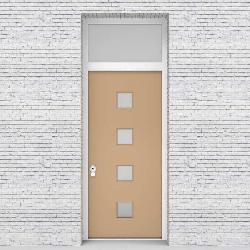 7.single Door With Transom Plain With 4 Glass Squares Light Ivory (ral1015)