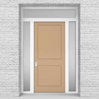 7.single Door With Two Side Panels And Transom Two Panel Light Ivory (ral1015)