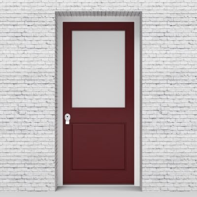 8.single Door 2 Panel With A Large Glass Pane Ruby Red (ral3003)