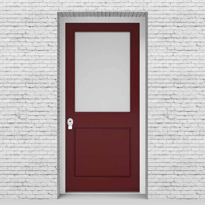 8.single Door 2 Panel With A Large Glass Pane Ruby Red (ral3003)