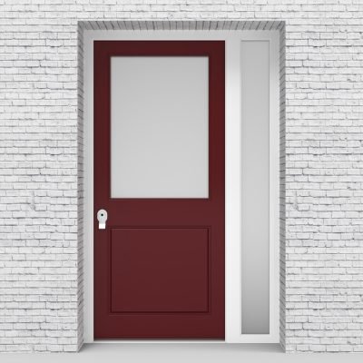 8.single Door With Right Side Panel 2 Panel With A Large Glass Pane Ruby Red (ral3003)